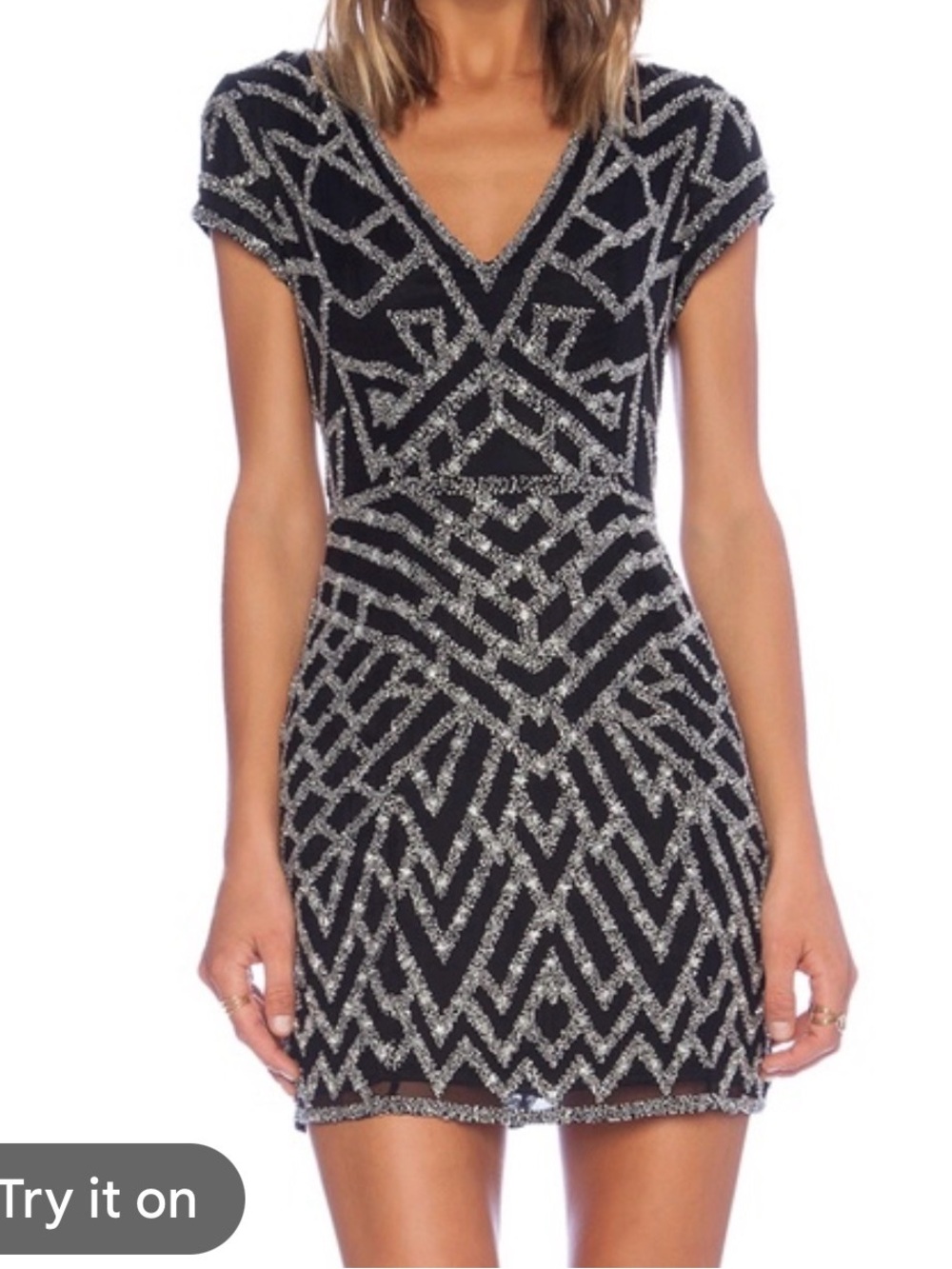 Black Sequin V-Neck Short Dress